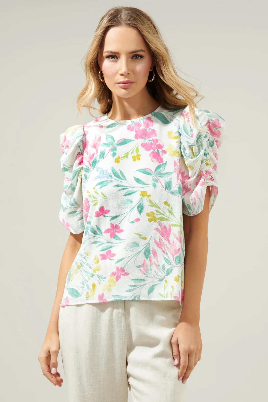 Jacinda Floral Beverly Drape Sleeve Blouse