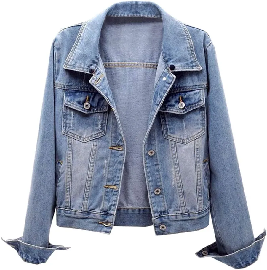 LifeShe Women's Detachable Hoodie Denim Jacket Jean Jackets with Hood
