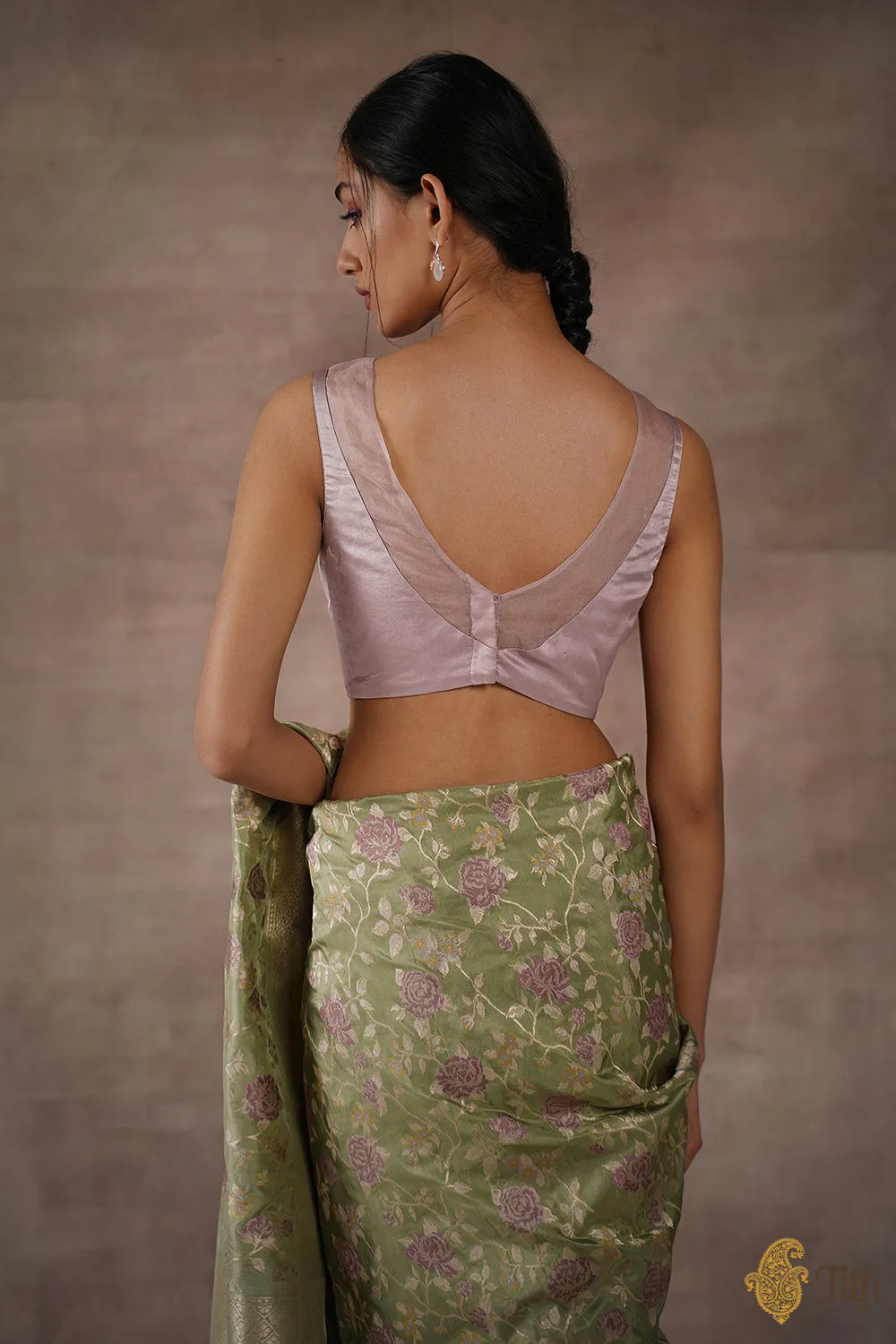 Lilac Organza Pure Satin Silk Blouse