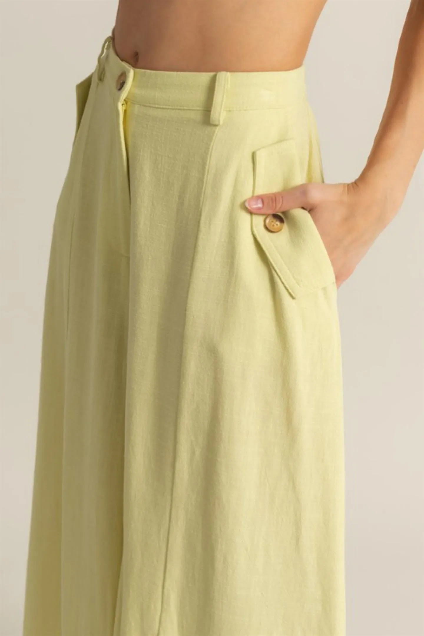 LINEN BLEND FLOWY PANTS