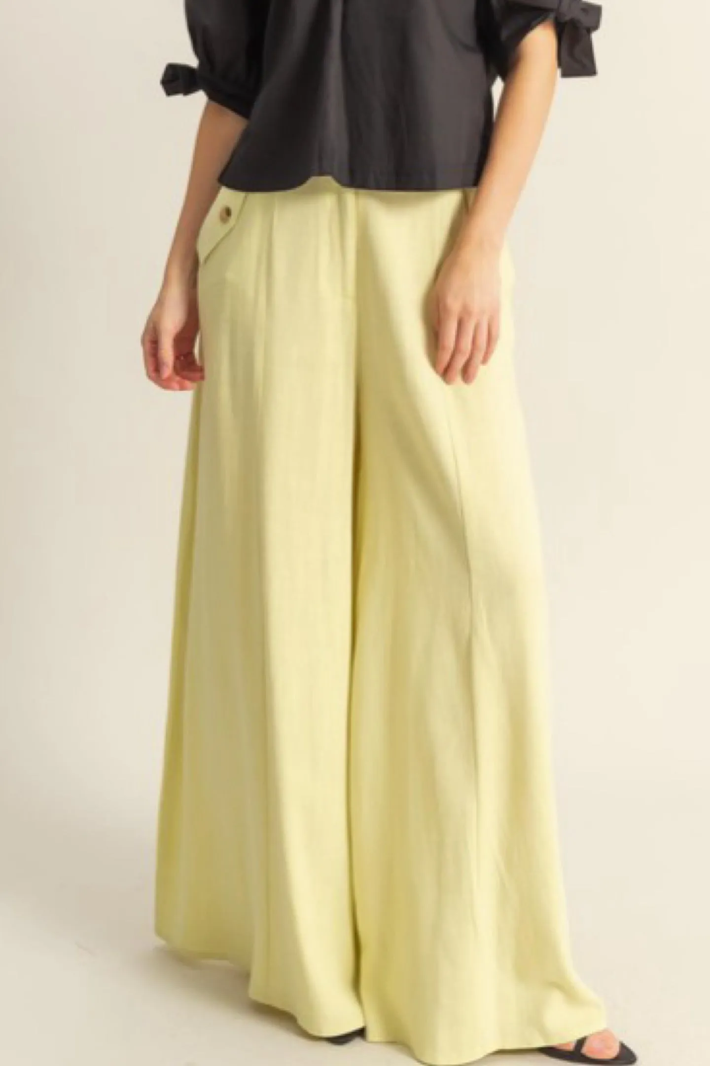 LINEN BLEND FLOWY PANTS