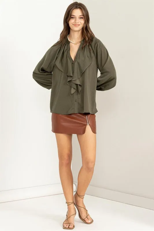 Long Sleeve Ruffle Blouse DEAL
