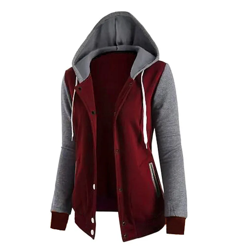 Long sleeved Hit color Splicing pocket  Sport Hoodie