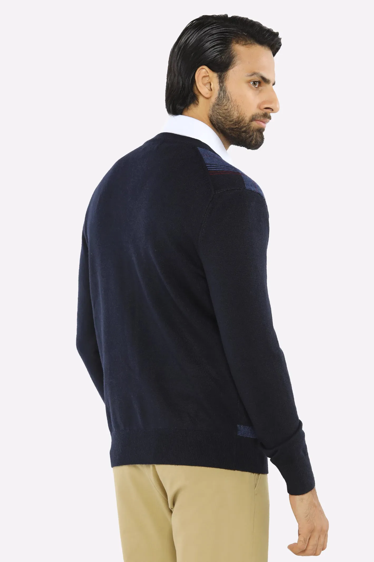 Men Full Sleeves Blue Cardigan