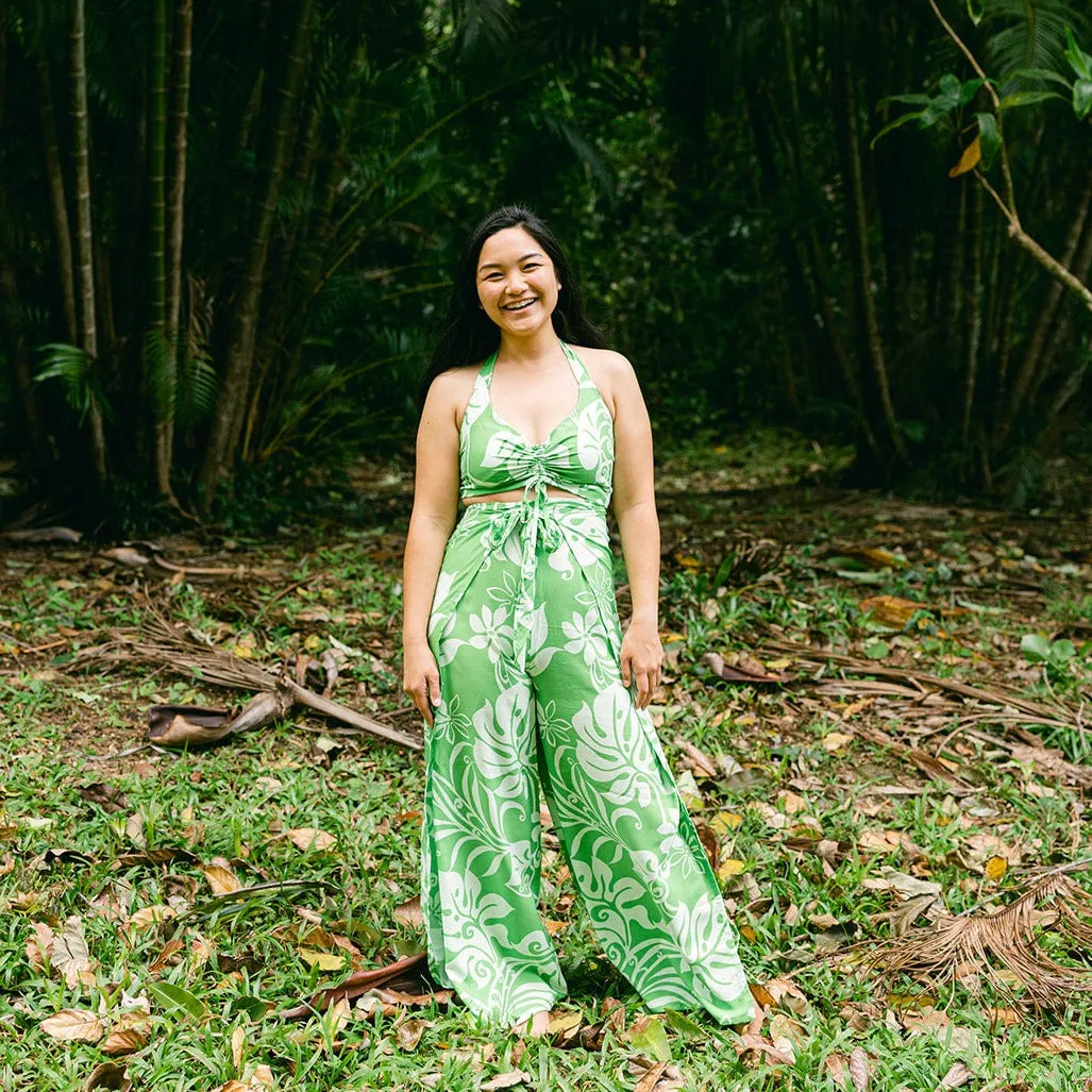 Monstera Abstract Wrap Pants and Top Set, Made in Hawaii