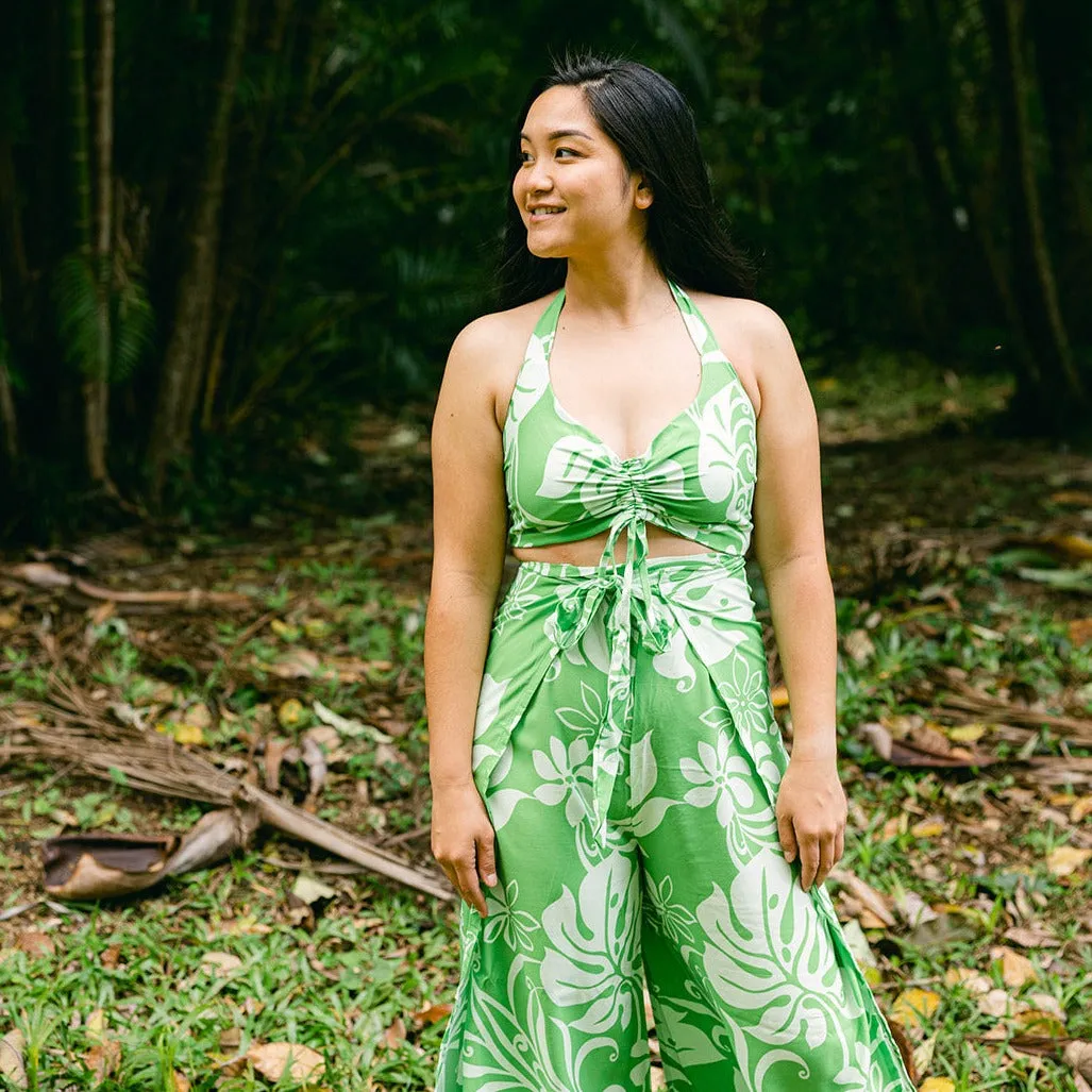 Monstera Abstract Wrap Pants and Top Set, Made in Hawaii