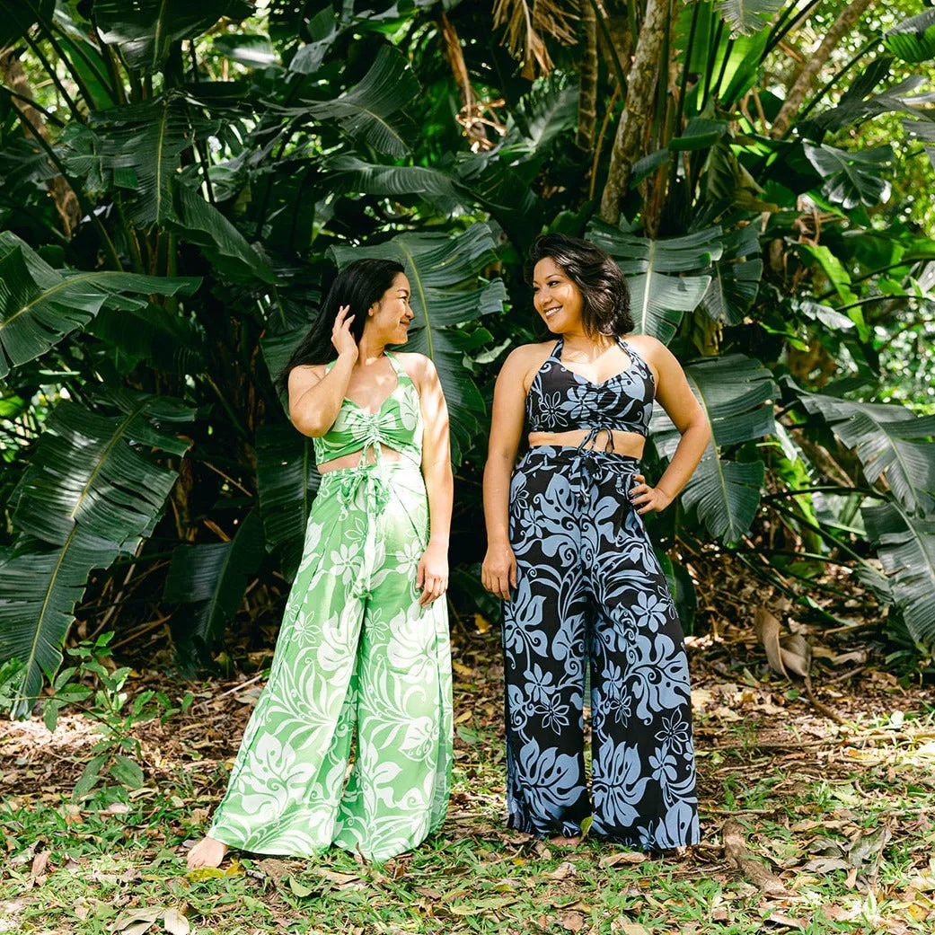 Monstera Abstract Wrap Pants and Top Set, Made in Hawaii