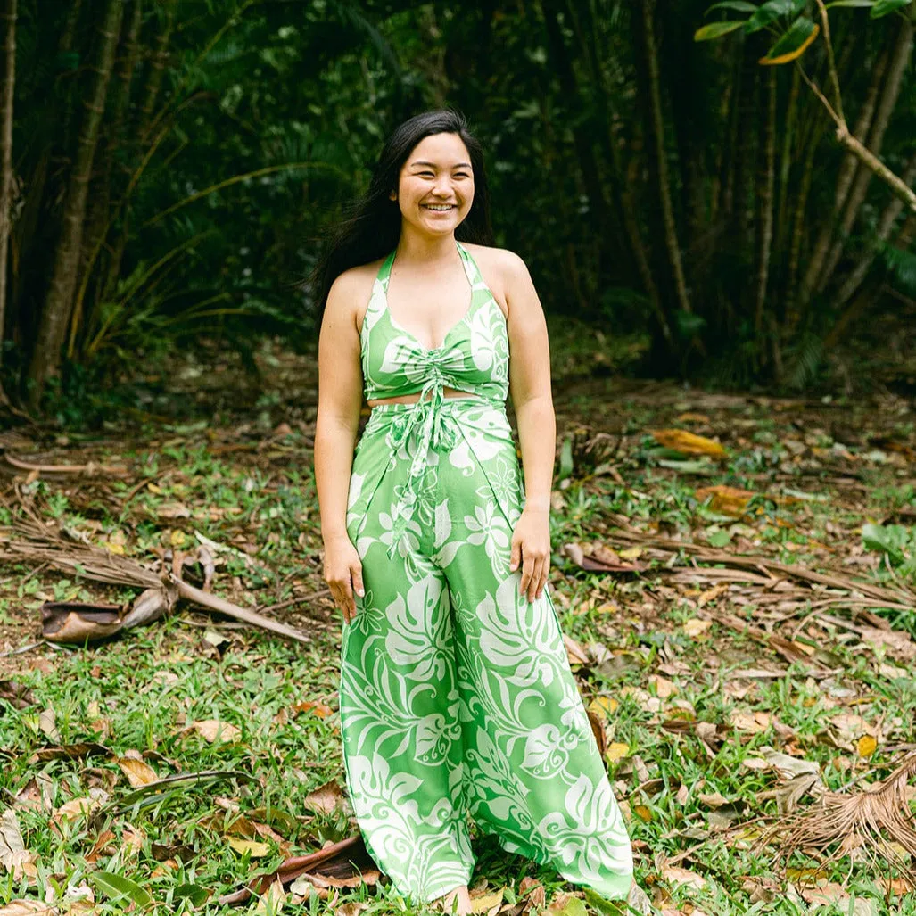 Monstera Abstract Wrap Pants and Top Set, Made in Hawaii