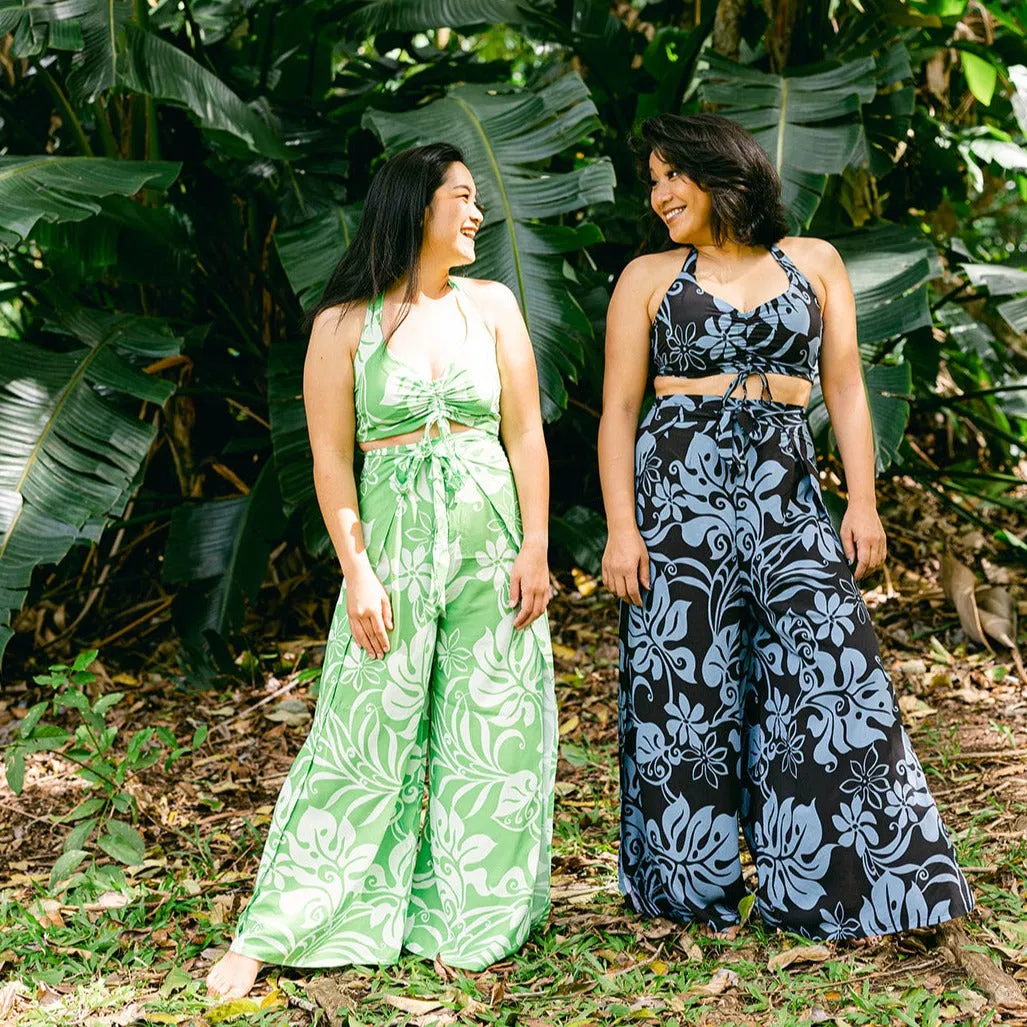 Monstera Abstract Wrap Pants and Top Set, Made in Hawaii