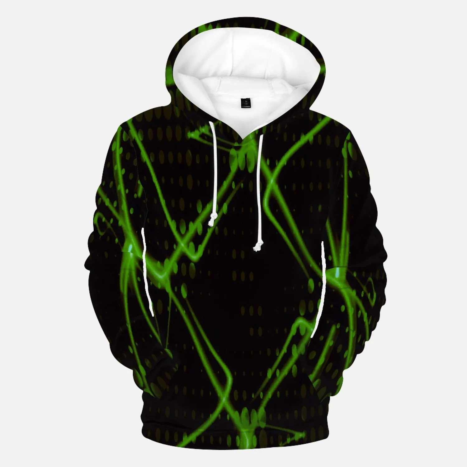 Officially Sexy Green & Black Laser Print Round Collar Hoodie 1.0