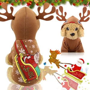Pet / Dog / Cats Novelty Christmas Hooded Sweatshirt with Antlers