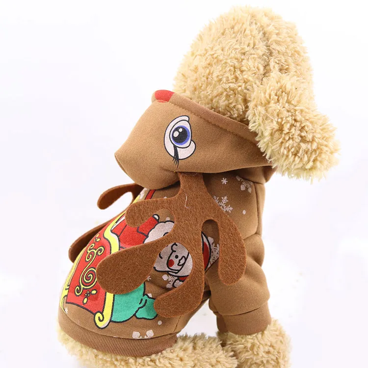 Pet / Dog / Cats Novelty Christmas Hooded Sweatshirt with Antlers