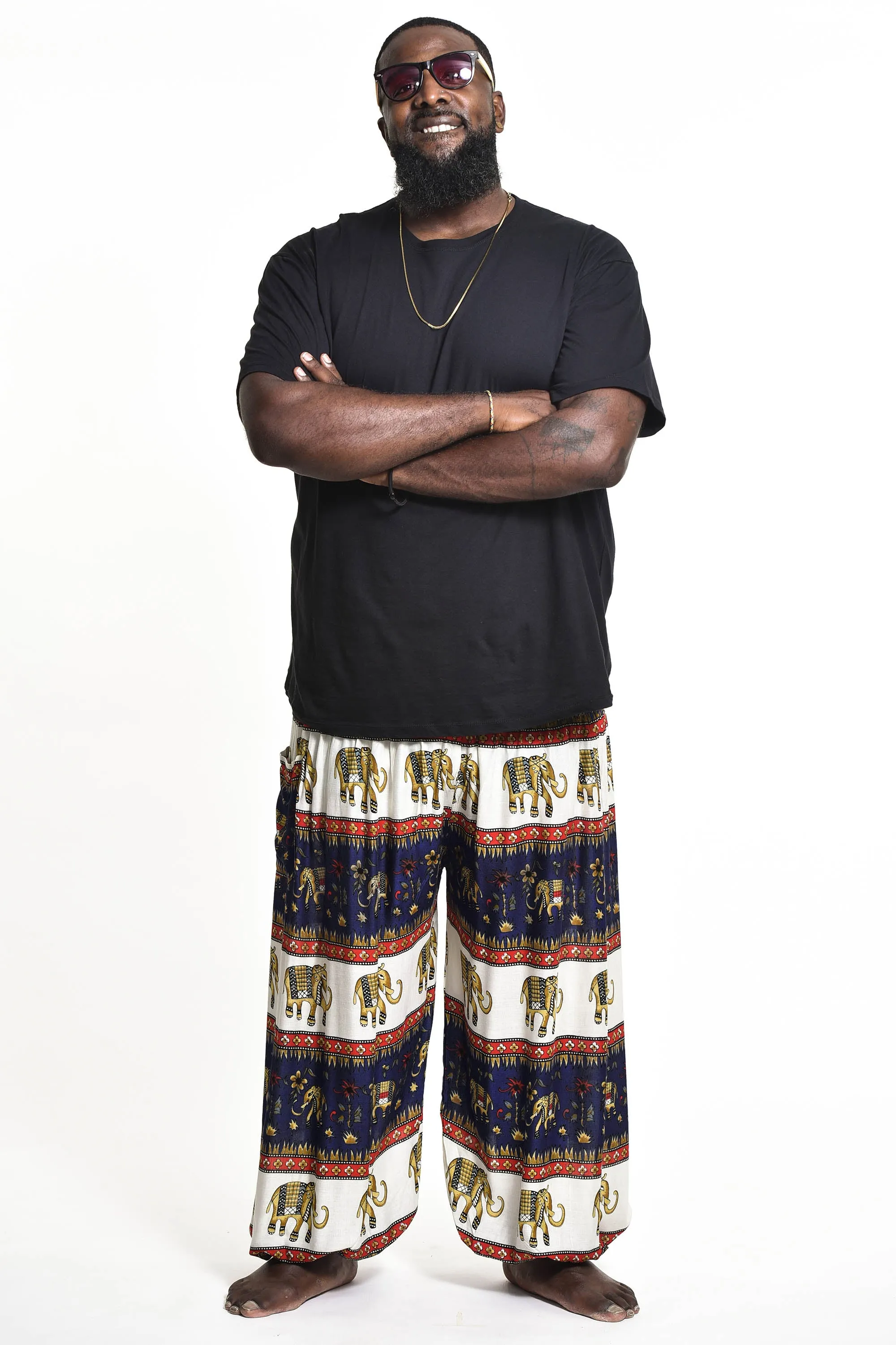 Plus Size Elephant Bliss Men's Elephant Pants in Navy