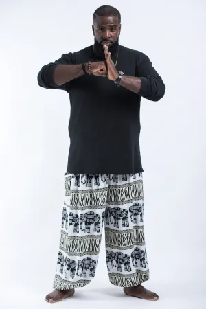 Plus Size Safari Elephant Men's Elephant Pants in White