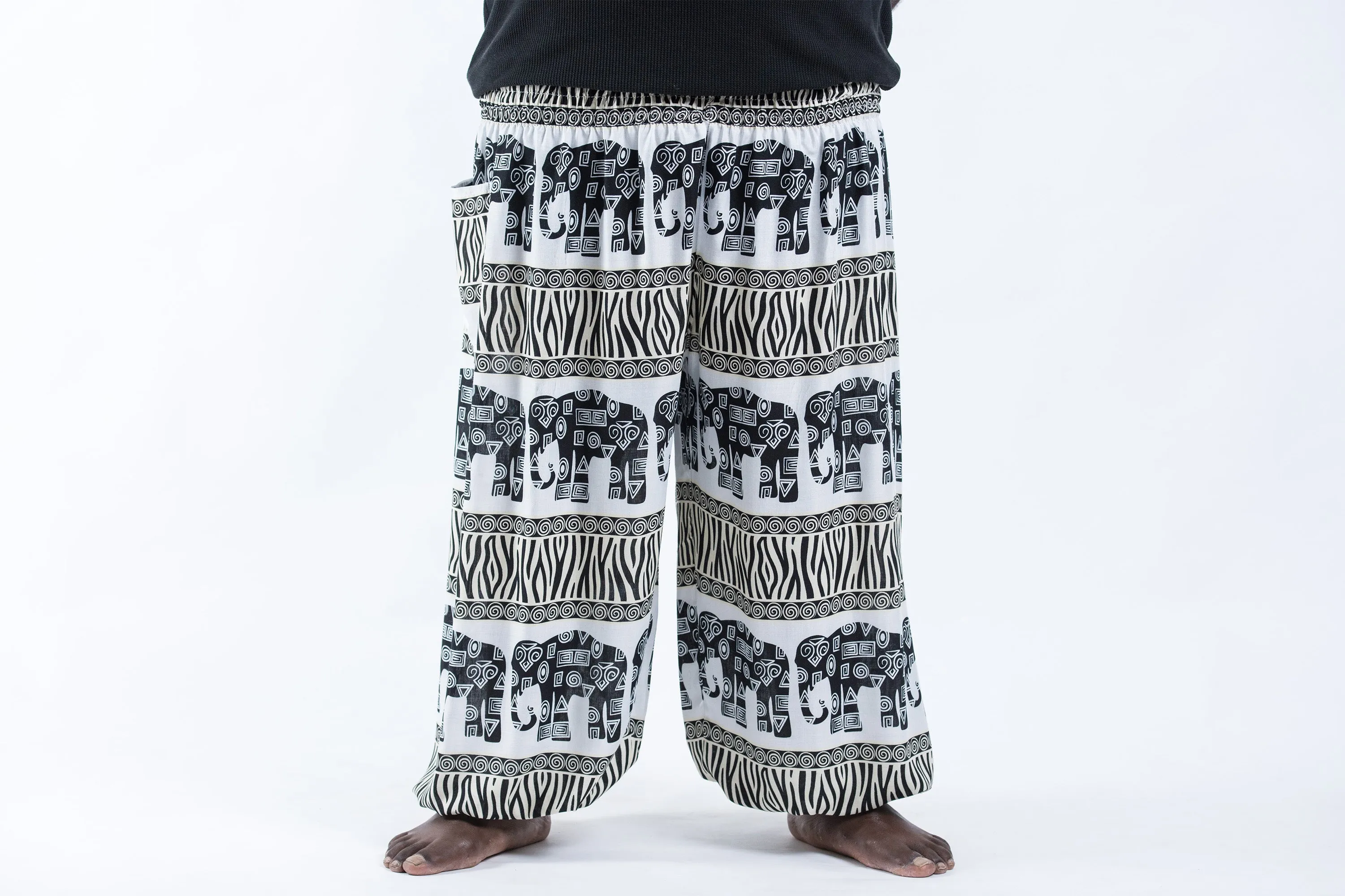 Plus Size Safari Elephant Men's Elephant Pants in White