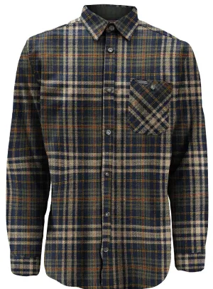 Point Zero Men's JIN Checkered Light Brush Flannel Overshirt - Navy