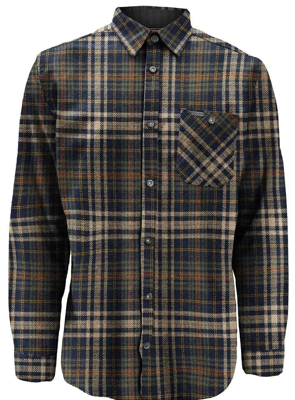 Point Zero Men's JIN Checkered Light Brush Flannel Overshirt - Navy