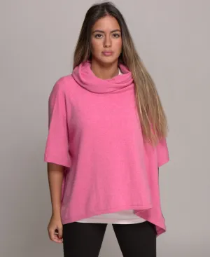 Pure Cashmere Poncho with Cowl Neck