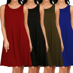 Pure Color Scoop Sleeveless Loose Short Dress