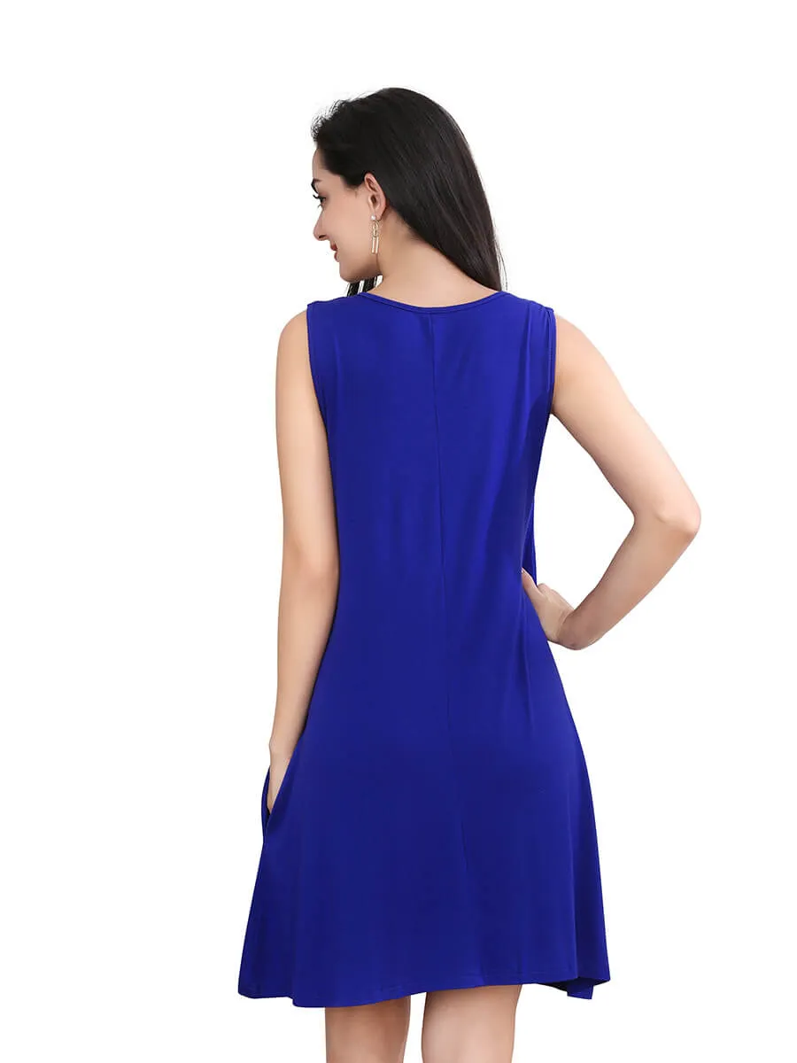 Pure Color Scoop Sleeveless Loose Short Dress