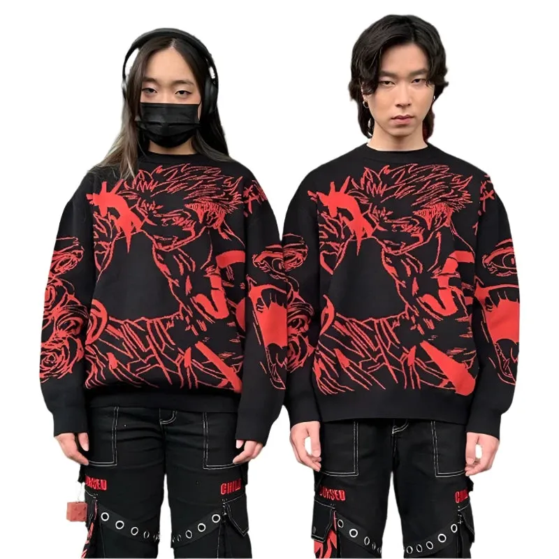 "CURSED ARTIST" - Sukuna   Nobara - Jujutsu Kaisen Anime Knitted Sweater