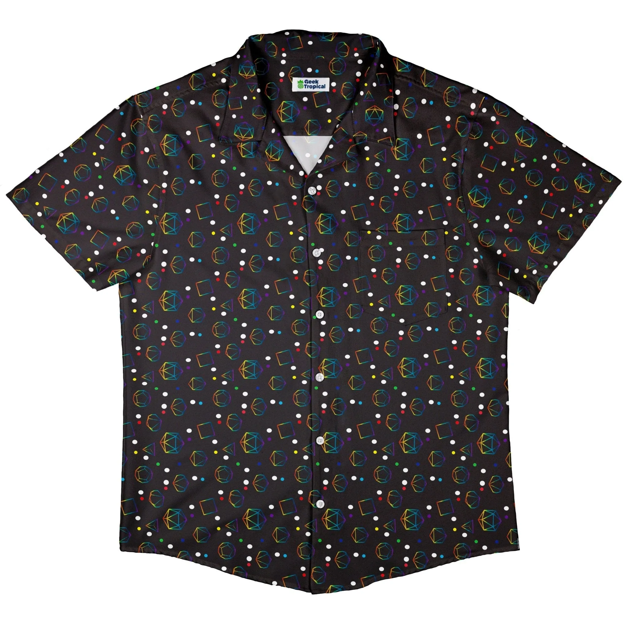 Rainbow LGBTQ  Pride DND Dice Button Up Shirt