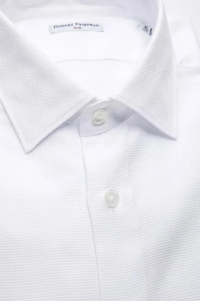 Robert Friedman Elegant White Slim-Fit Cotton Shirt