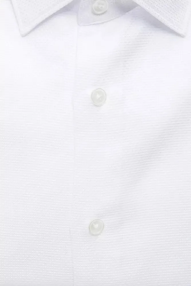 Robert Friedman Elegant White Slim-Fit Cotton Shirt