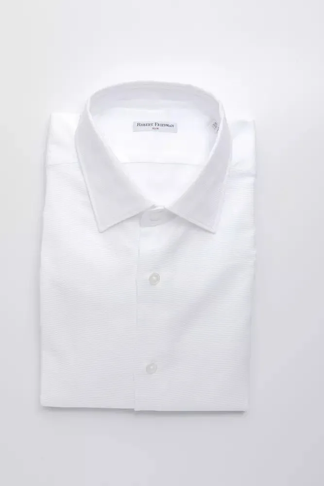 Robert Friedman Elegant White Slim-Fit Cotton Shirt