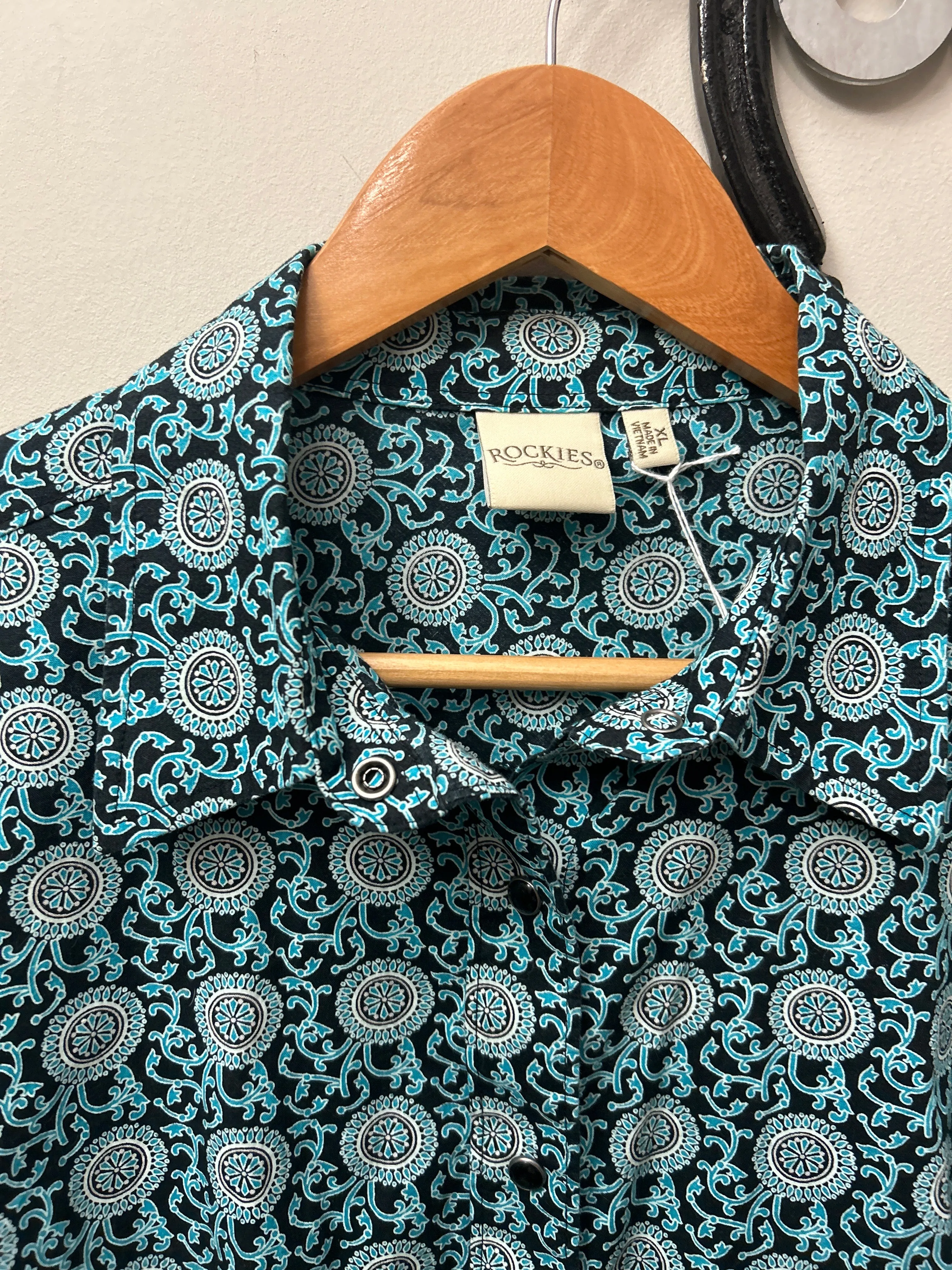 Rockies Black and Blue Western Shirt XLarge