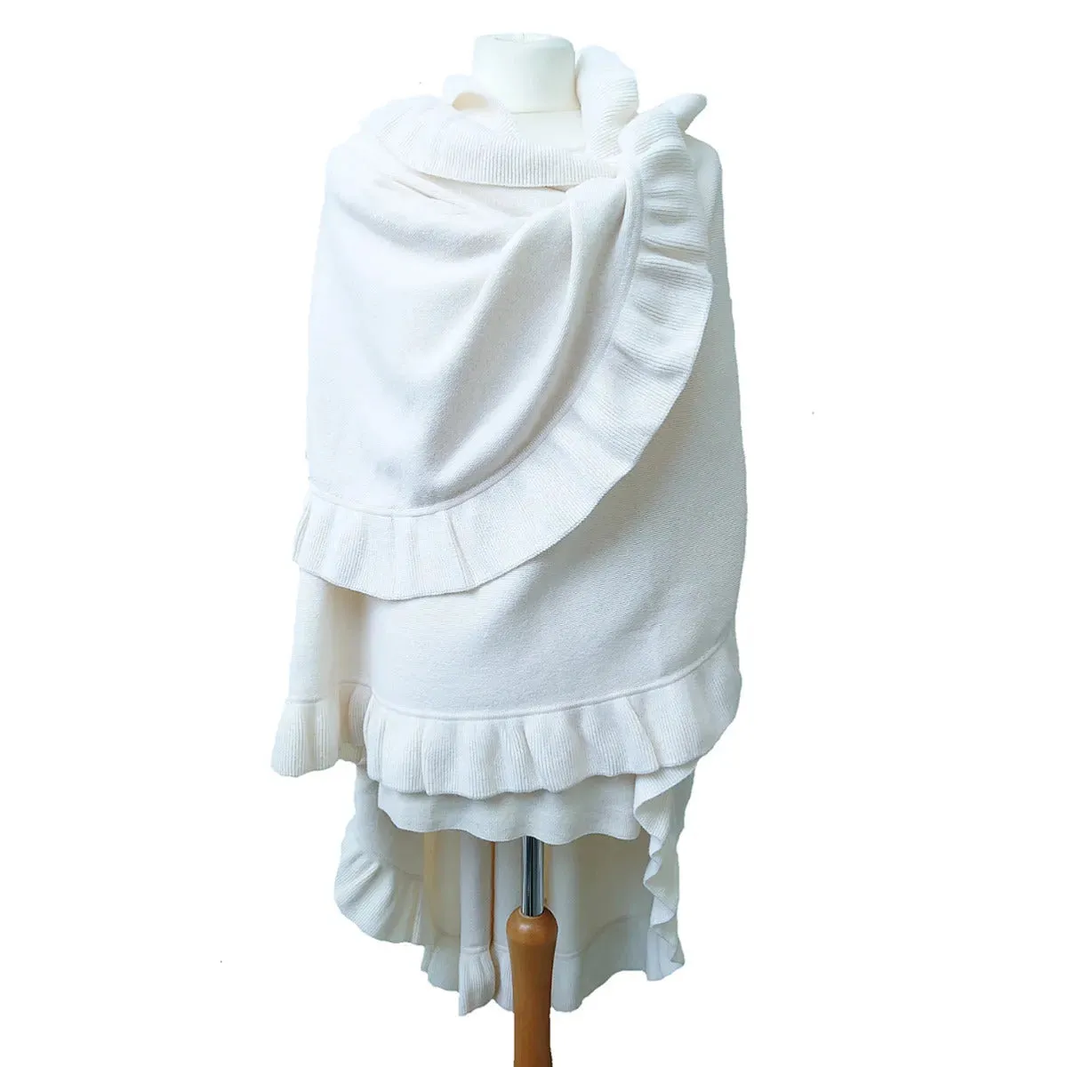 Scottish Cashmere Cape With Ruffle