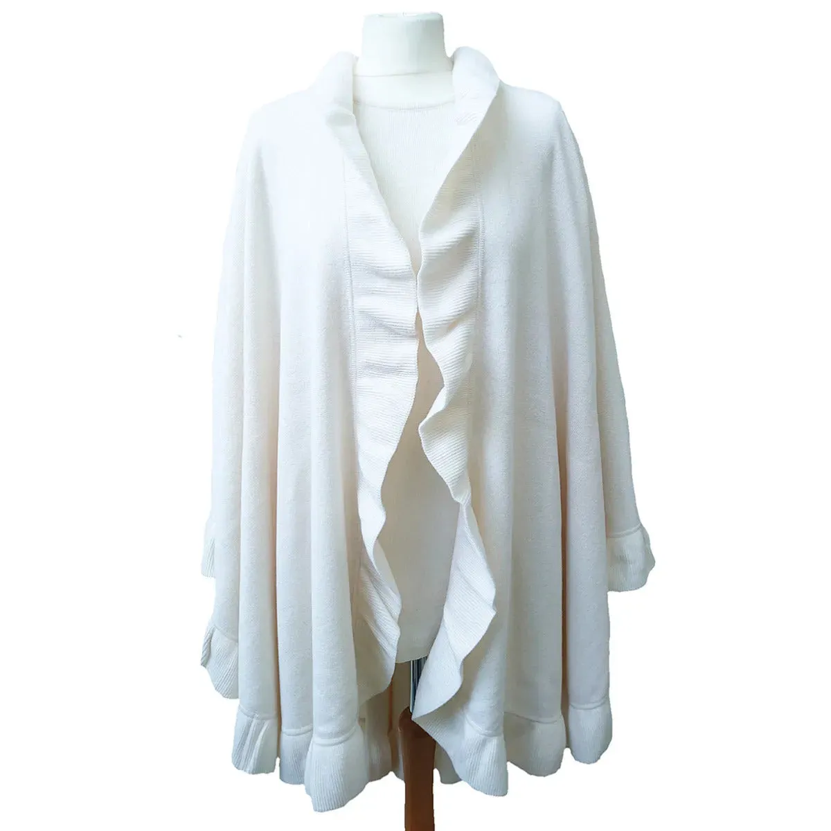 Scottish Cashmere Cape With Ruffle