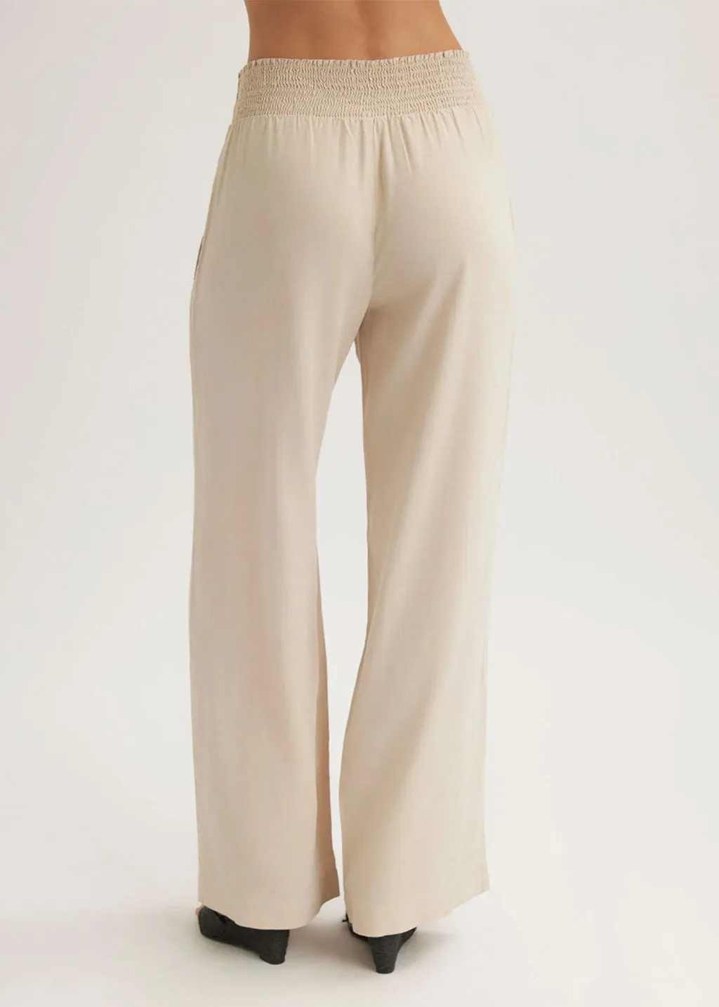 Smocked Waist Wide Leg Pant
