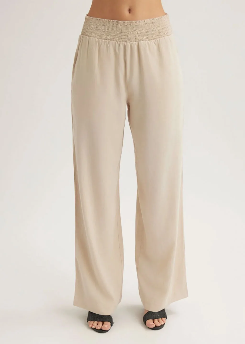 Smocked Waist Wide Leg Pant