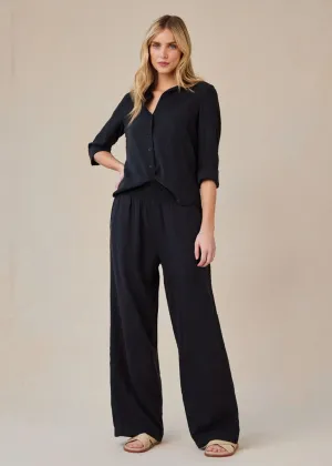 Smocked Waist Wide Leg Pant