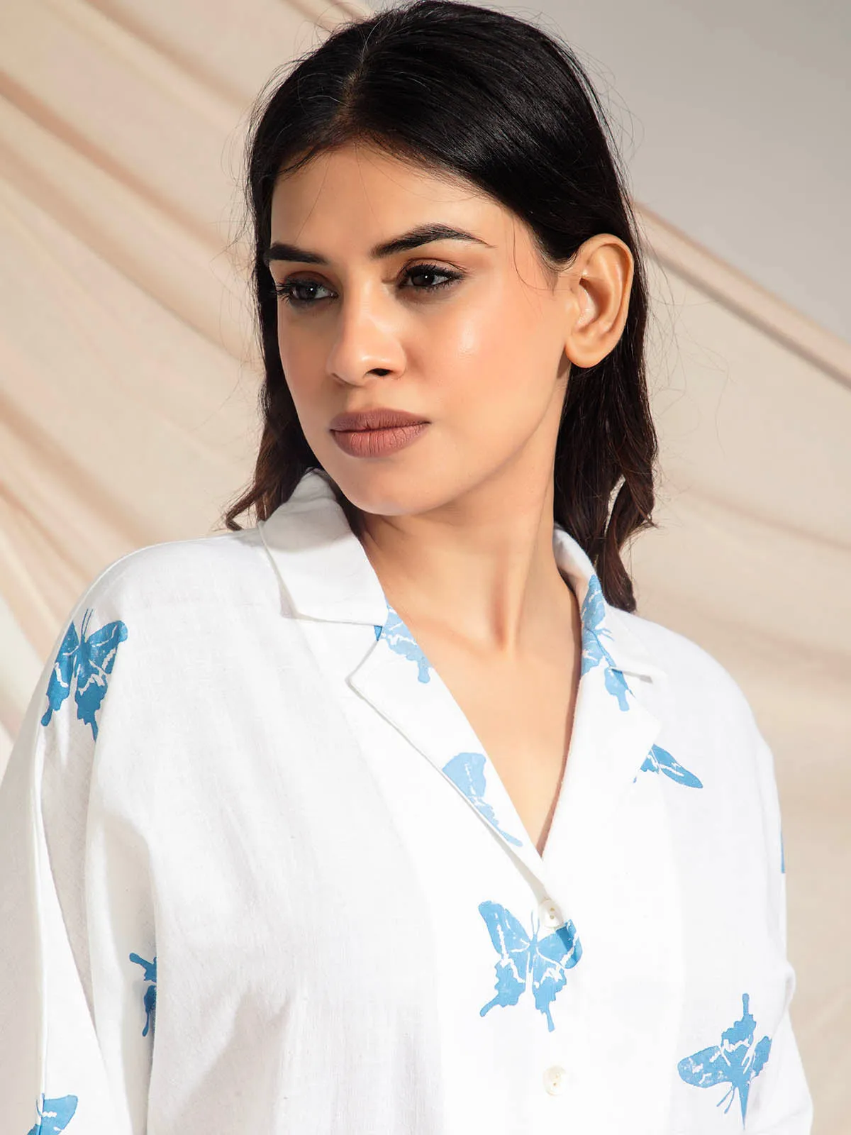 Swallowtail Butterfly Hand Block Printed Kimono Style Shirts