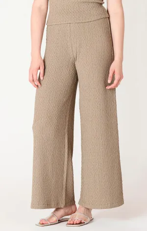 Taupe Textured Flowy Wide Leg Pants 2522201 T