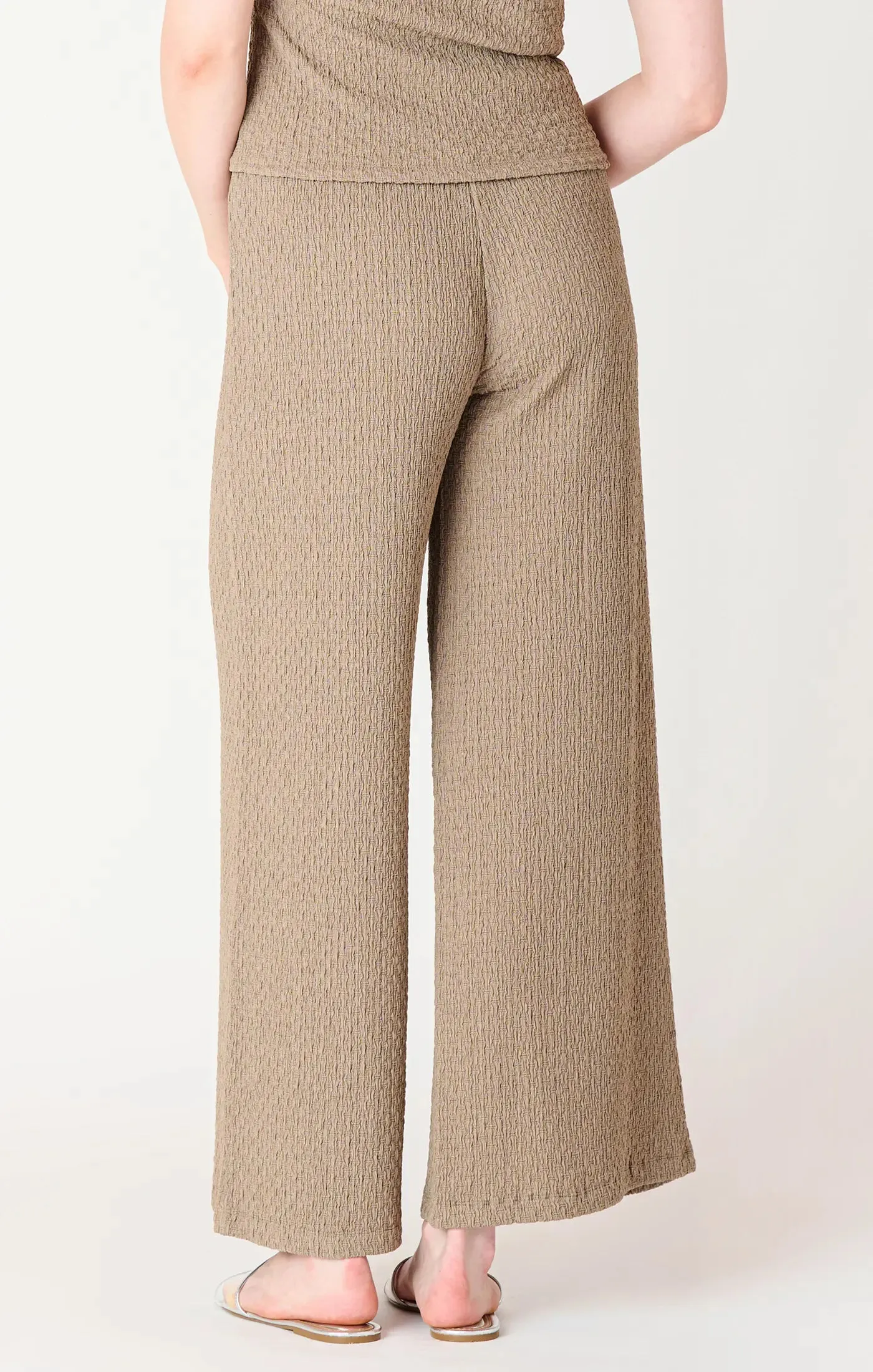 Taupe Textured Flowy Wide Leg Pants 2522201 T