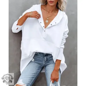 V-Neck Hooded Sweatshirt