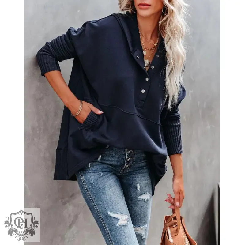 V-Neck Hooded Sweatshirt
