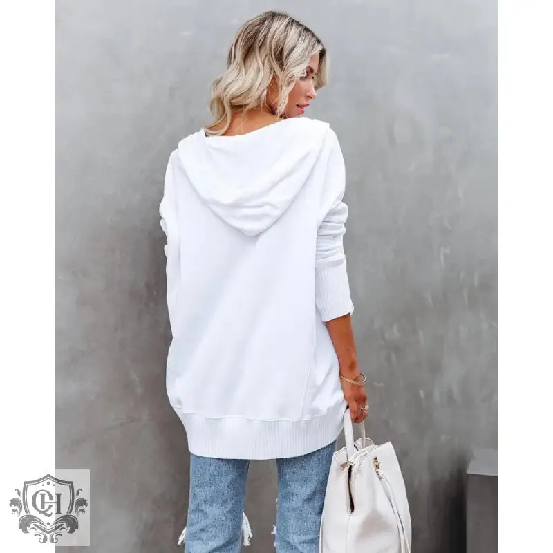 V-Neck Hooded Sweatshirt