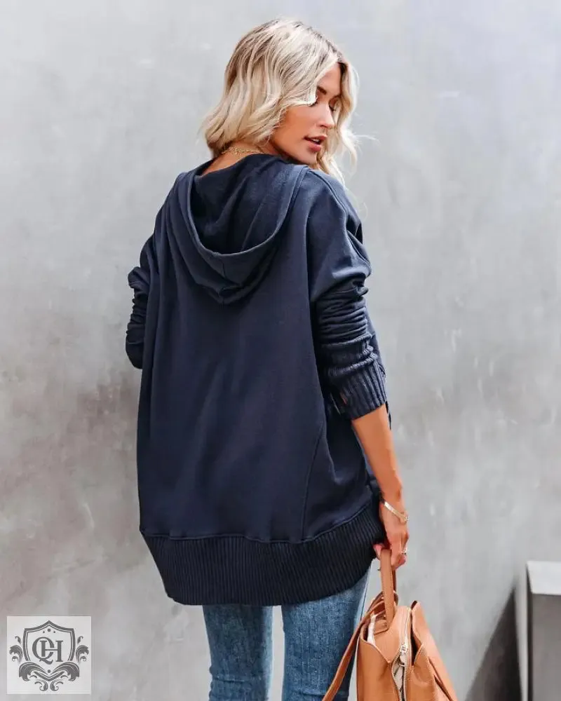 V-Neck Hooded Sweatshirt