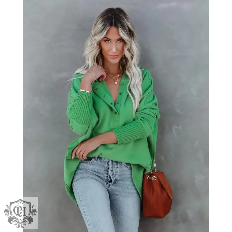 V-Neck Hooded Sweatshirt