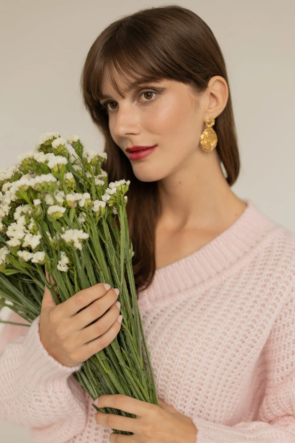 Victoria Merino Wool Sweater - Powder Pink