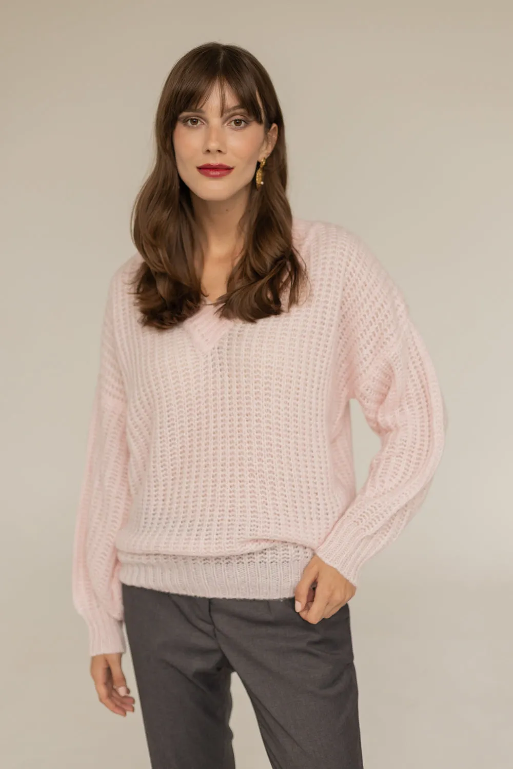 Victoria Merino Wool Sweater - Powder Pink