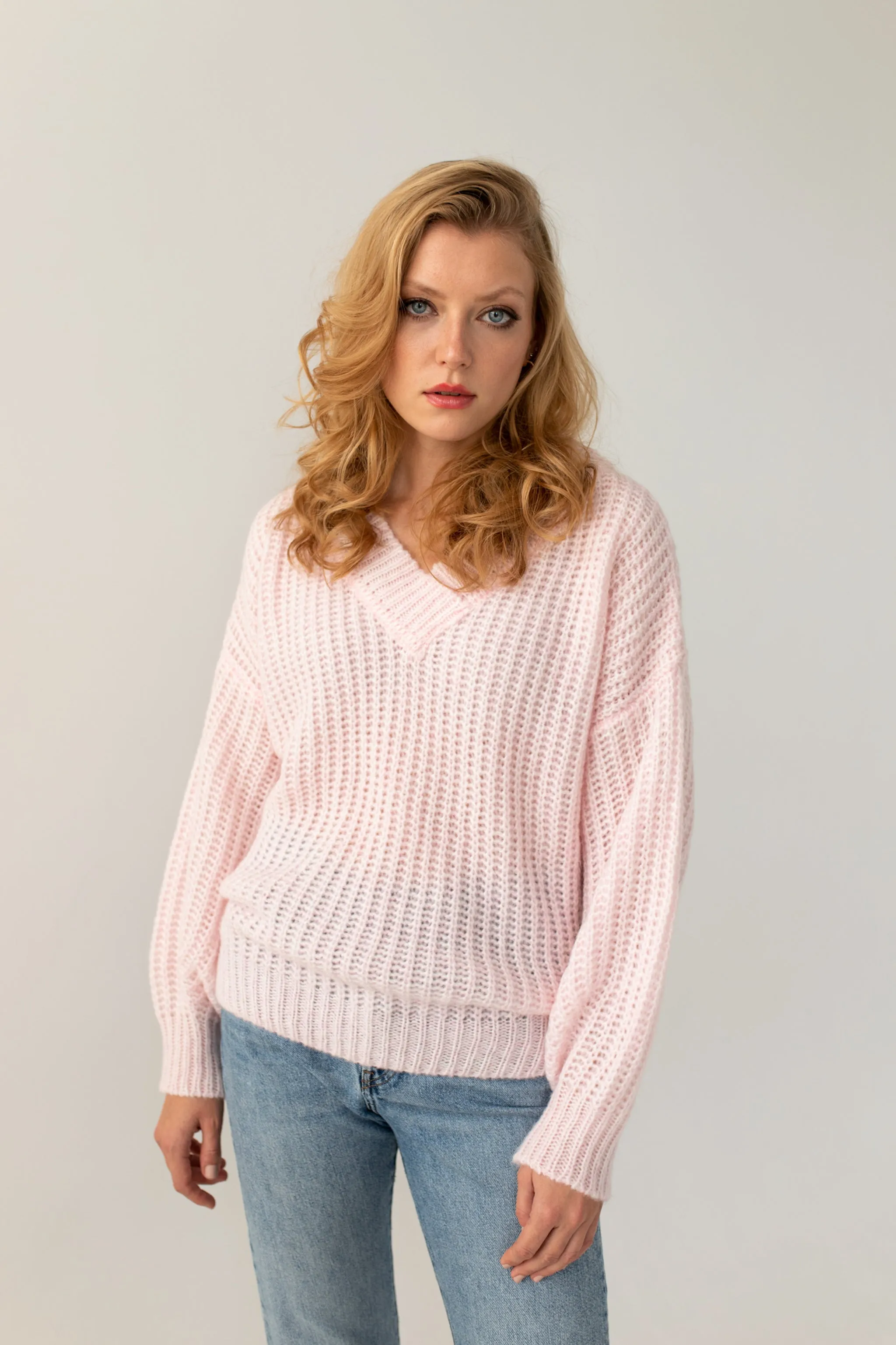 Victoria Merino Wool Sweater - Powder Pink