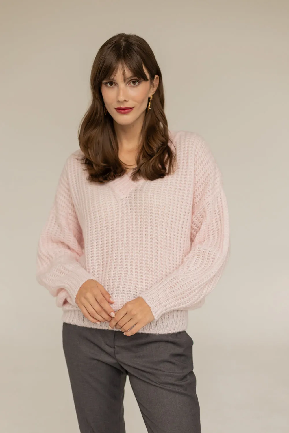 Victoria Merino Wool Sweater - Powder Pink