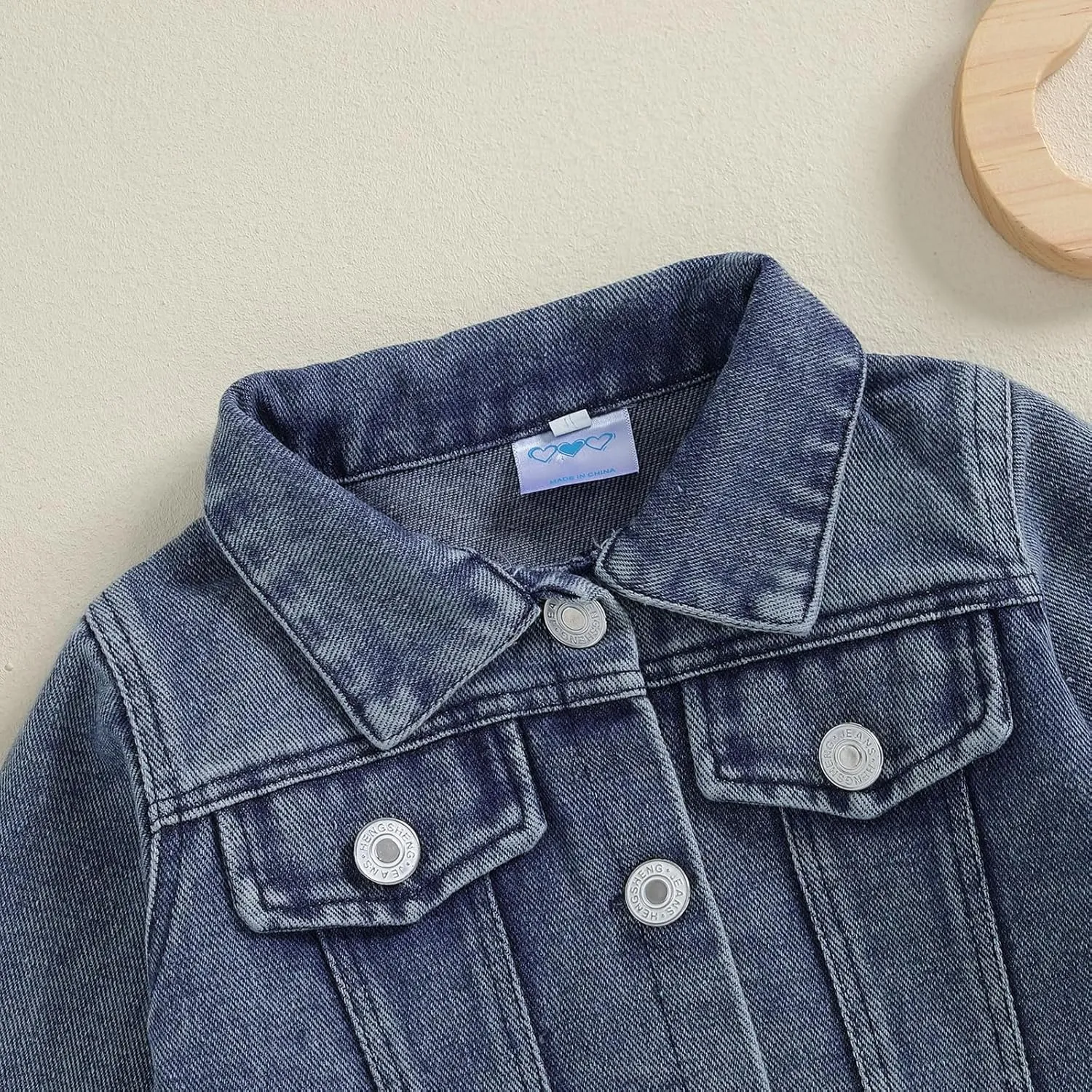 VISGOGO Toddler Baby Girl Jacket Big Lil Sister/Brother Letter Embroidery Jean Long Sleeve Cardigan Button Denim Coat