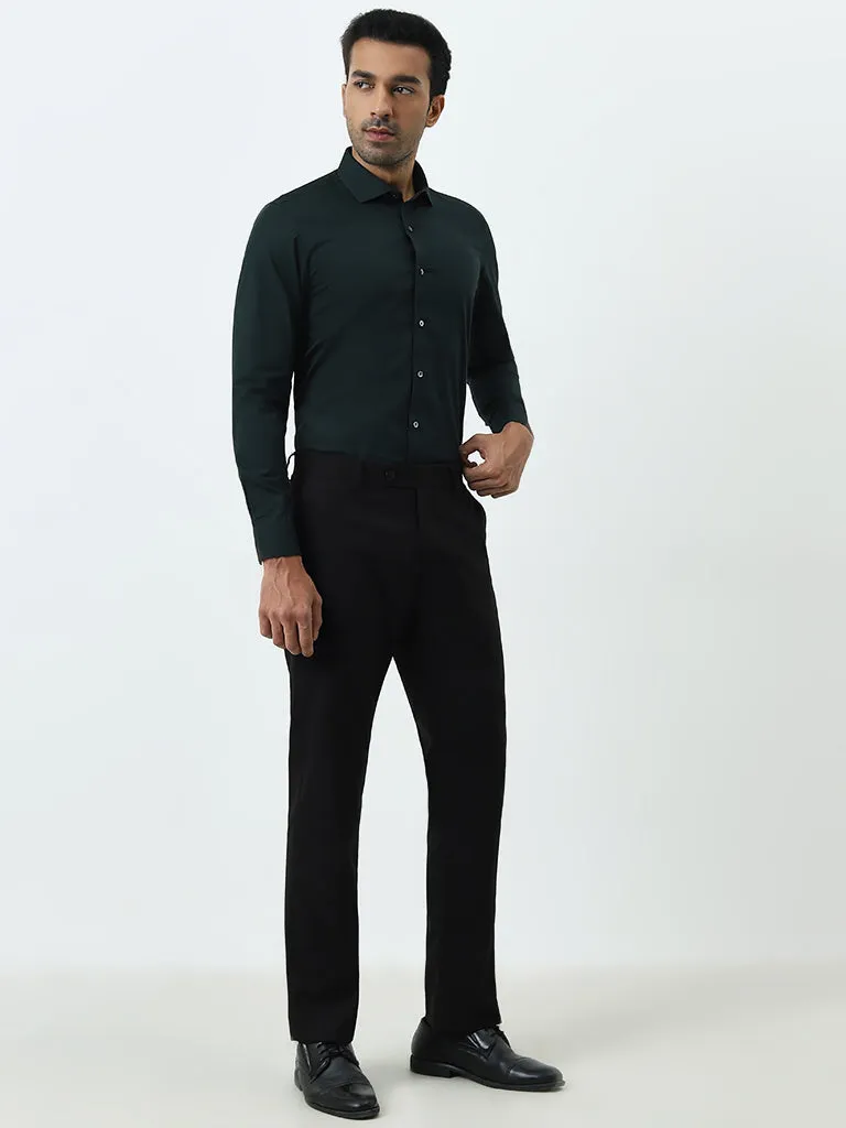 WES Formals Dark Green Ultra Slim-Fit Cotton-Blend Shirt
