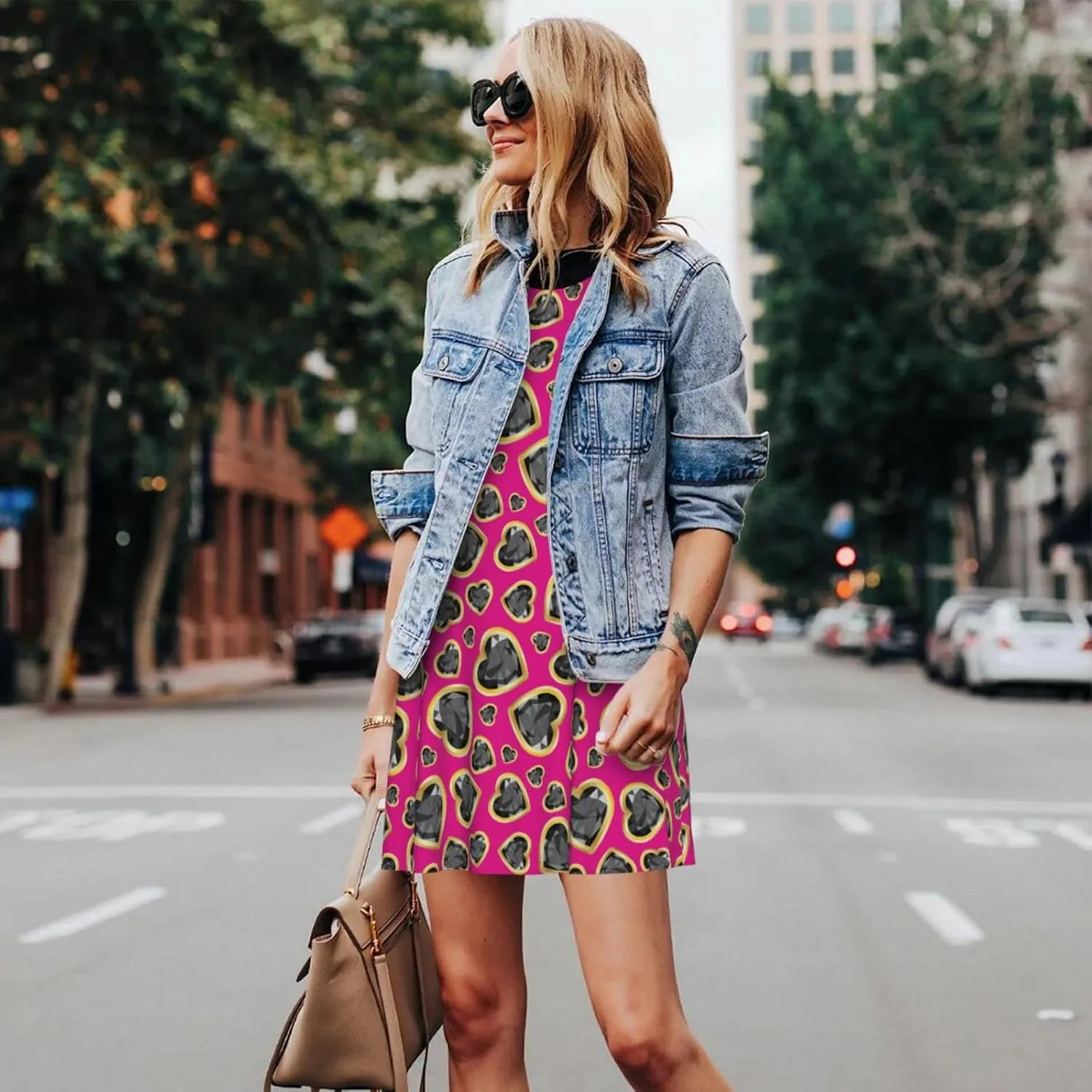 Womens Sleeveless Dress A-Line Flare Tank Dress Loose Sun Dresses Summer Flowy Swing Sundress Round Neck Outfit